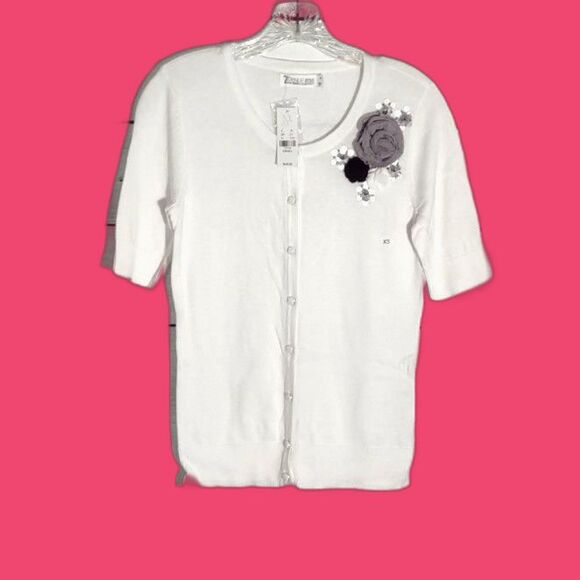 7th Avenue NY & Company NWT White Button Up Cardigan Sweater - Picture 1 of 6